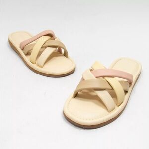 Madewell Puffy Strap Sandals Tan Yellow Pink